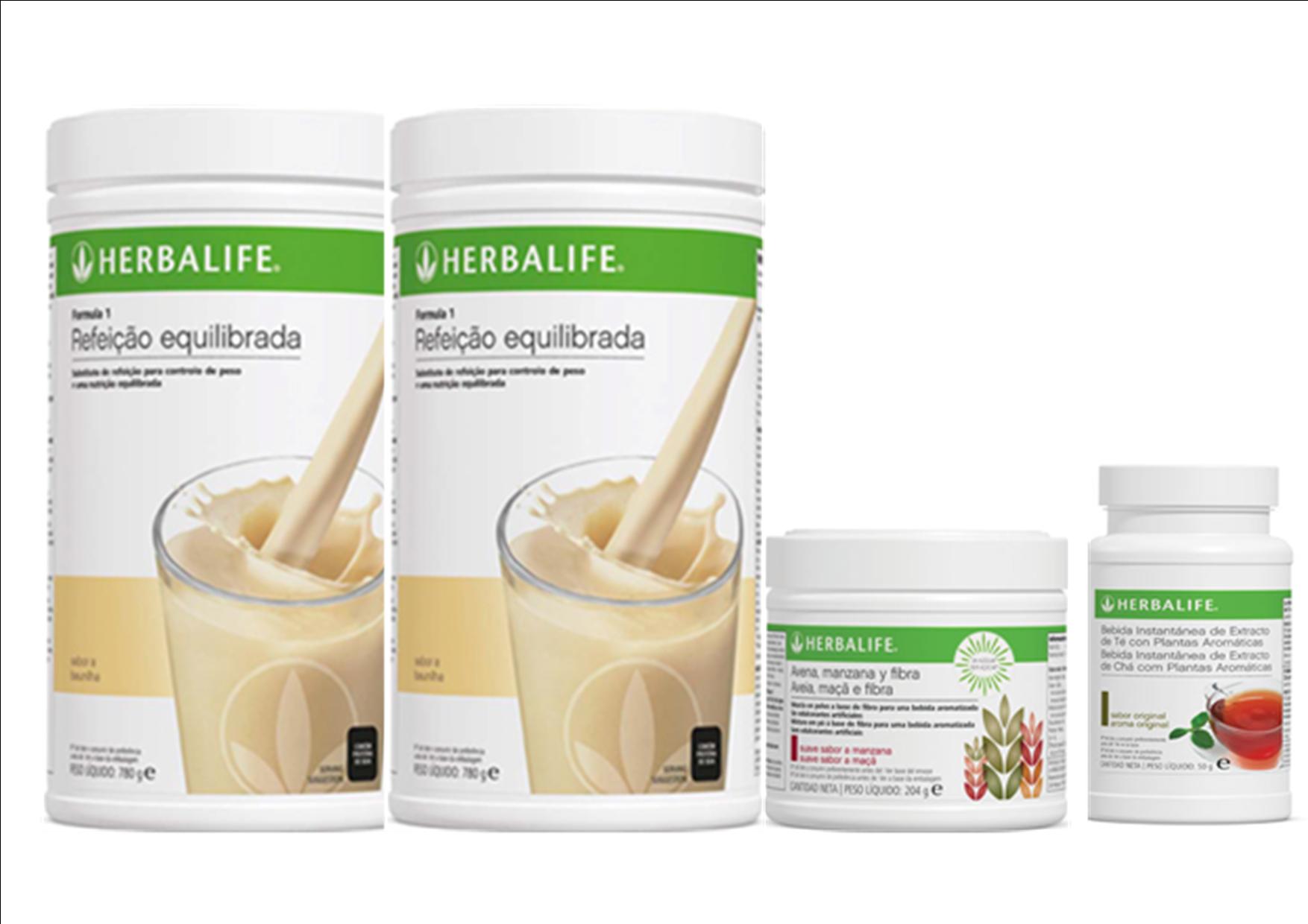2x F1 Substituto de Refeição Equilibrada   1 x Concentrado de Ervas Aromáticas 50 g 1x  Fibra de Maçã e Aveia         