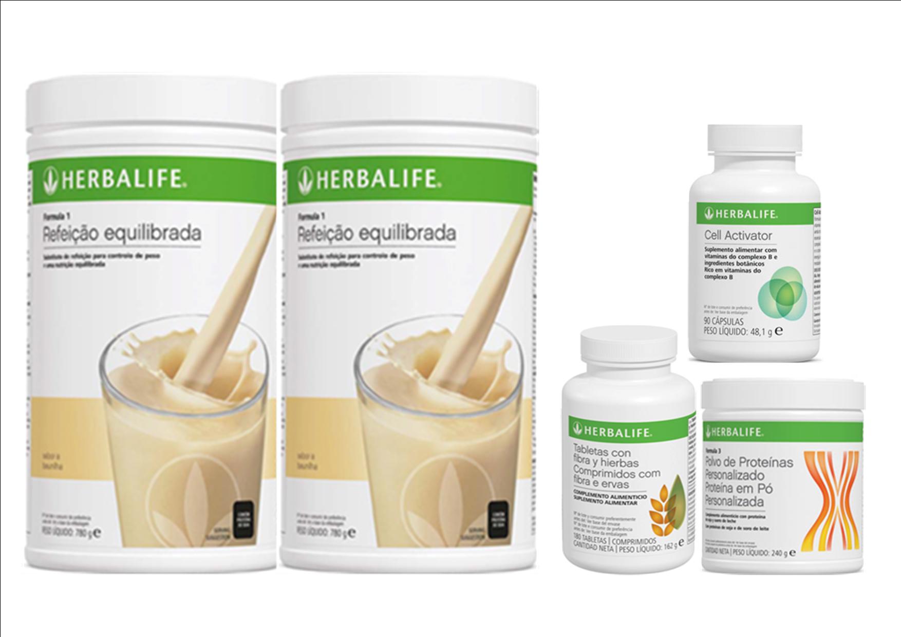 2 x F1 Substituto de Refeição equilibrada                        1 x Fibra e Ervas                                                                  1 x Proteína Personalizada                                                1 x Cell Activator